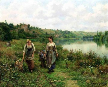 Daniel Ridgway Knight Painting - The Seine at Vernon countrywoman Daniel Ridgway Knight